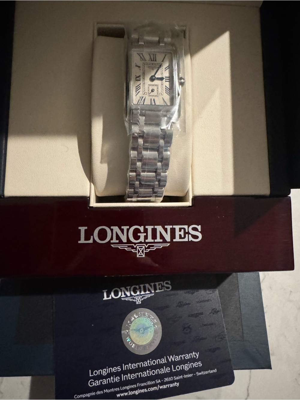 Longines Silver-Tone Rectangular Bracelet Watch